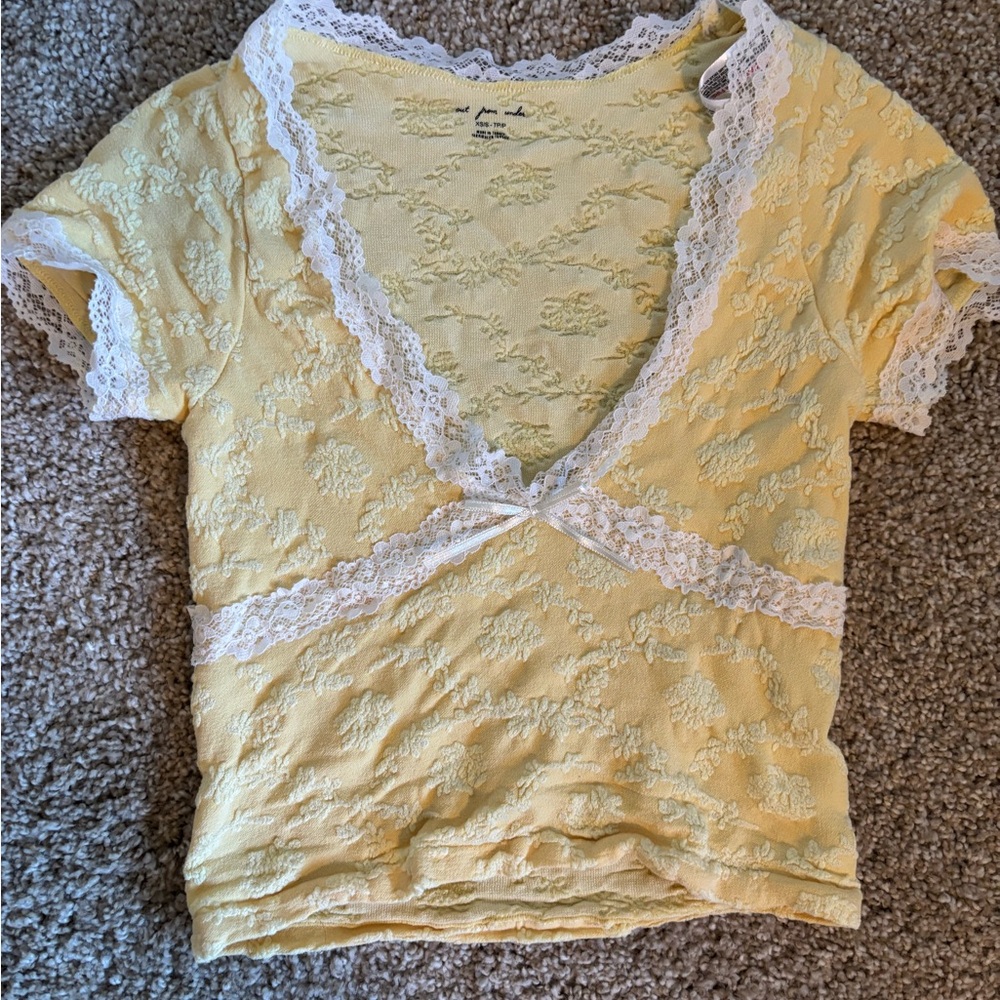 Urban Outfitters Yellow Lace Women's Blouse